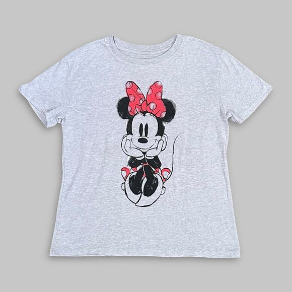 Disney Minnie Mouse Gray Graphic T-Shirt Women’s Size S - Picture 1 of 3